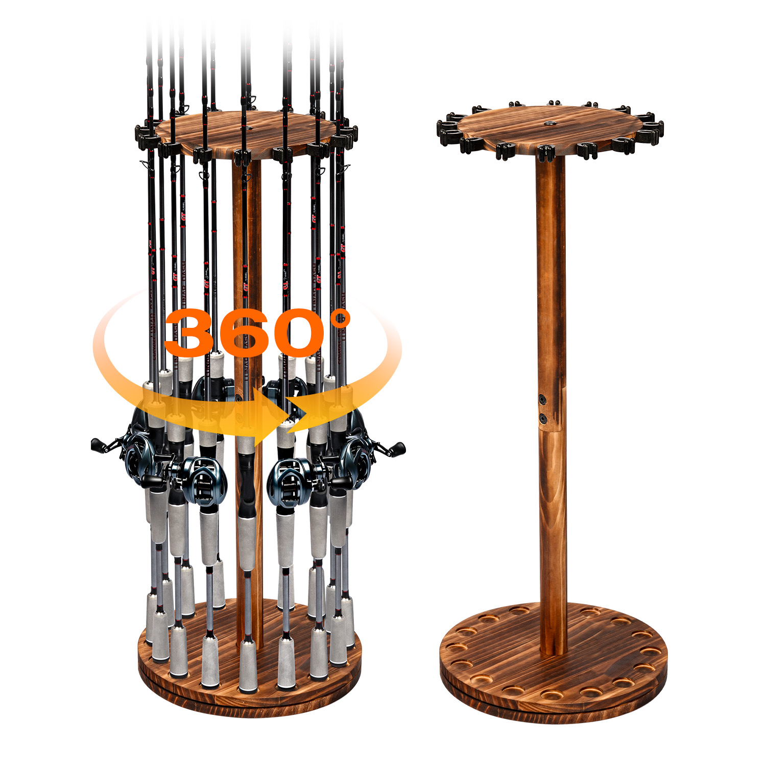 Carbon Fishing Rod - Portacanne da Pesca Rotante in Legno